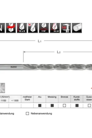 Acheter En Ligne RUKO Foret hélicoïdal DIN 340 Type N d. nominal 4,5 mm ( 4000600954 )