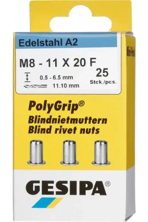 Prix Cassé GESIPA Écrou à river PolyGrip® tige de rivet D. x l. 11 x 20 mm M8 ( 4000813831 )