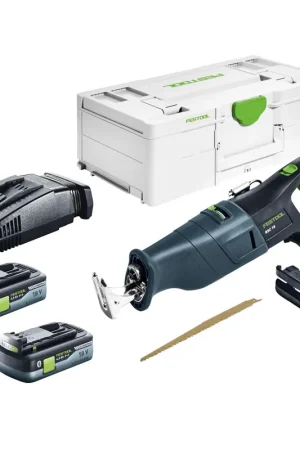 Vente Flash Festool RSC 18 EB-Basic Scie sabre sans fil 18 V Brushless + 2 batteries 4,0 Ah + chargeur rapide + Systainer