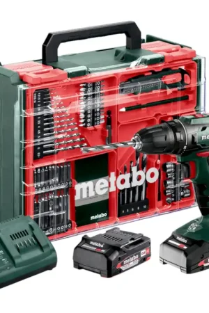 Nouvelle Collection Metabo BS 18 Set Perceuse-visseuse sans fil 18 V 48 Nm ( 602207710 ) + 2x batterie 2,0 Ah + chargeur + 74 pces atelier mobile + coffret