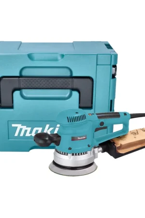 Makita BO 6030 JX Ponceuse excentrique 310 watts 150 mm + papier abrasif + Makpac Pas Cher
