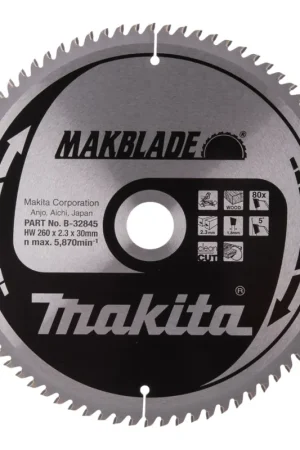 Lame de scie circulaire Makita MAKBLADE 260 x 30 x 2,3 mm 80 dents (B-32845) pour le bois Prix Cassé