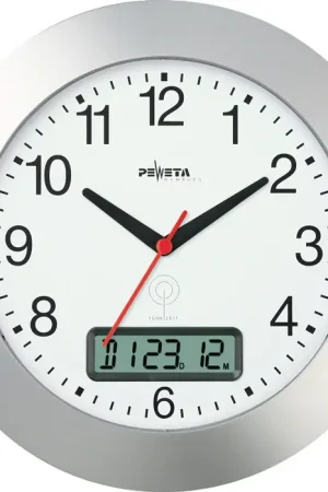 Horloge murale ( 9106486630 ) Horloge radio en plastique argenté mat Chiffres Solde