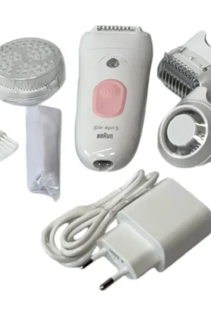 Acheter Direct BRAUN Silk Epil 5-060 Épilateur Femme Épilation longue durée + tête de tondeuse + tête de peeling Blanc / Flamingorosa
