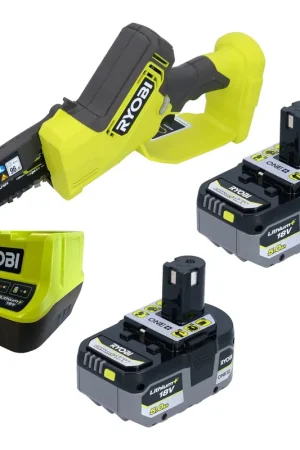 Solde RYOBI RY18PSX10A tronçonneuse sans fil 18 V 10 cm Brushless + 2x batterie 5,0 Ah + chargeur