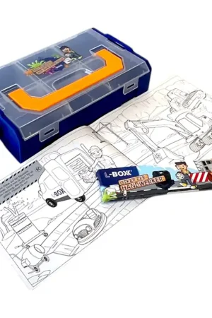 L-BOXX Mini Kids Livre de coloriage Oskar le bricoleur avec jeu de crayons 6 pièces + L-Boxx Mini ( 6100001481 ) Offre Spéciale