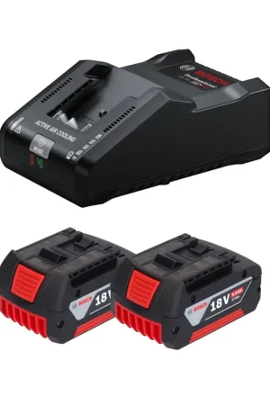 Promotion Bosch Kit de démarrage 2x GBA 18 V / 5 Ah / 5000 mAh batterie Li-Ion ( 2x 1600A002U5 ) + chargeur GAL 18V-160 Professional ( 1600A02T5G )
