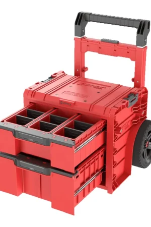 Meilleur Prix Qbrick System PRO Cart 2.0 Plus Drawer 2 Red Ultra HD Boîte mobile personnalisée sur roulettes 520 x 415 x 660 mm 9,5 l 12 l poignée télescopique double amovible