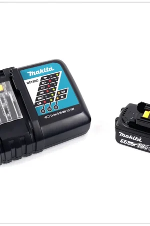 Makita DC 18 RC Chargeur rapide + Batterie Makita BL 1850 B - 18 V 5,0 Ah Li-Ion Meilleure Vente