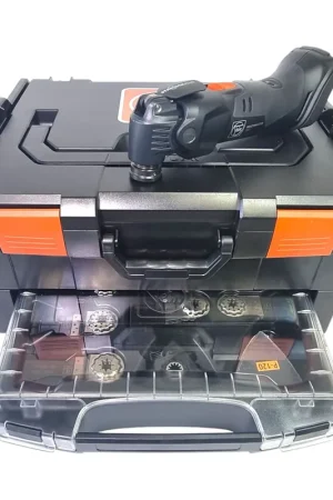 Promotion Fein Multimaster AMM 500 Plus Outil multifonctions sans fil 18 V Starlock Plus Black Edition ( 71294262000 ) + 33 pièces d'accessoires + L-Boxx - sans batterie, sans chargeur