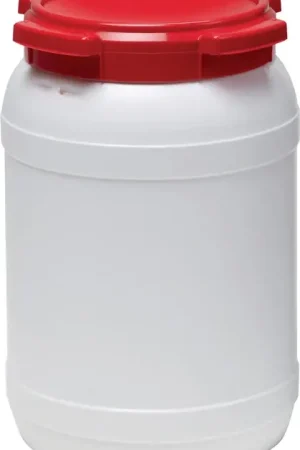 Commander Maintenant Fût à col large ( 9000450102 ) 20,0 l PE blanc avec couvercle rouge Ouverture de remplissage-Ø 203 mm