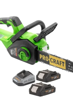 Meilleure Vente Procraft PKA38 Tronçonneuse à chaîne sans fil 20 V 304 mm Brushless + 2x batterie 2,0 Ah + chargeur