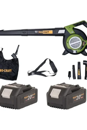 Marque Procraft VB20 Souffleur et aspirateur de feuilles à batterie 40 V ( 2x 20 V ) Brushless + 2x batterie 4,0 Ah - sans chargeur