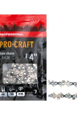 Chaîne de tronçonneuse Procraft L.1/4.28 4" (100 mm) 1/4" 1,1 mm 28 TG - pour tronçonneuse à chaîne Meilleur Choix