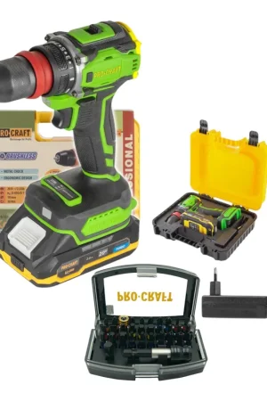 Solde Procraft PA18PRO DFR-1B-C Perceuse-visseuse sans fil 20 V 30 Nm Brushless + 1x batterie 2,0 Ah + chargeur + coffret