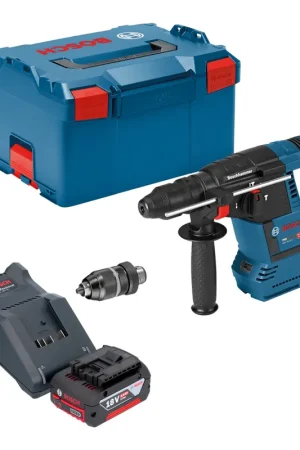 Meilleur Prix Bosch GBH 18V-26 F Professional Marteau perforateur sans fil 18 V 2,6 J SDS plus Brushless + 1x batterie 4,0 Ah + chargeur + L-Boxx
