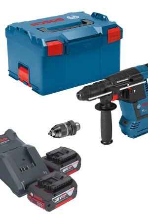 Bosch GBH 18V-26 F Professional Marteau perforateur sans fil 18 V 2,6 J SDS plus Brushless + 2x batterie 4,0 Ah + chargeur + L-Boxx Meilleur Choix