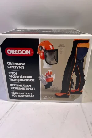 Paiement Sécurisé Oregon Kettensägen Schutzausrüstung Set ( 574742A ) mit Schutzhelm / Beinschutz und Handschuhe - Unvollständig