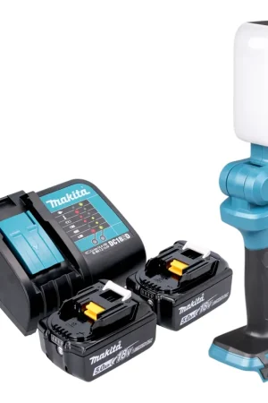 Makita DML 816 STX Lampe de travail sans fil 18 V 500 lm LED + 2x batterie 5,0 Ah + chargeur Réduction