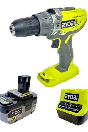 Prix Bas Ryobi R18PD3-0 Perceuse-visseuse à percussion sans fil 18 V 50 Nm + 1x batterie 4,0 Ah + chargeur