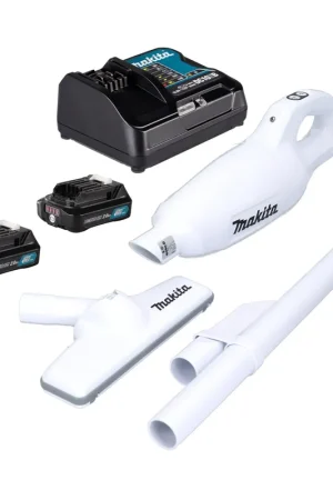 Livraison Express Makita CL 108 FDSA2W Aspirateur à batterie 12 V 0,6 l + 2x batterie 2,0 Ah + chargeur