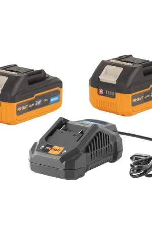 Procraft Starter Set 20 V 20/4A Chargeur rapide + 2x 20/4 Batterie Turbo 4,0 Ah Prix Bas