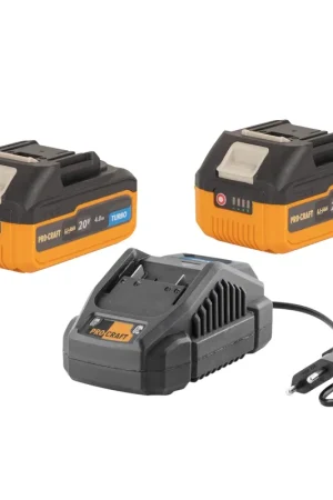 Procraft Starter Pack 20 V Chargeur 20/2.4A + 2x 20/4 Batterie Turbo 4,0 Ah Populaire