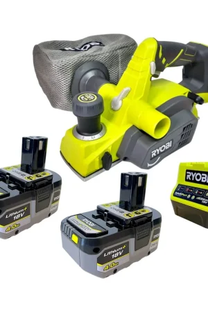 Ryobi R18PL-0 Akku Hobel 18 V 82 mm + 2x Akku 4,0 Ah + Ladegerät Promotion Saisonnière