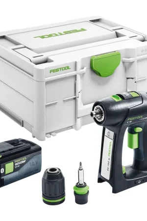 Bon Plan Festool C 18-Basic Perceuse-visseuse sans fil 18 V 45 Nm Brushless + 1x batterie 5,0 Ah + Systainer - sans chargeur