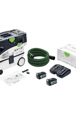 Vente Directe Festool CTLC MINI I-Basic Aspirateur mobile à batterie 36 V ( 2x 18 V ) classe de poussière L + 2x batterie 5,0 Ah + double chargeur + Systainer