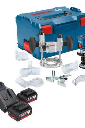 Bosch GKF 18V-8 Professional Affleureuse sans fil 18 V 8,0 mm Brushless + 2x batterie 5,0 Ah + chargeur + unité d'immersion + L-Boxx Prix Promo