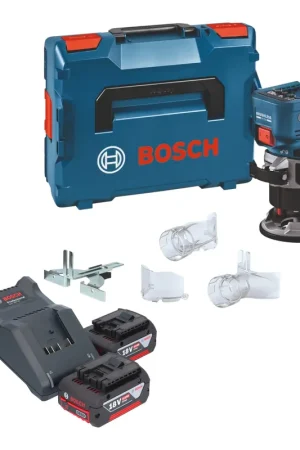 Meilleure Vente Bosch GKF 18V-8 Professional Affleureuse sans fil 18 V 8,0 mm Brushless + 2x batterie 4,0 Ah + chargeur + L-Boxx