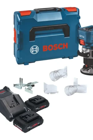 Bosch GKF 18V-8 Professional Affleureuse sans fil 18 V 8,0 mm Brushless + 2x batterie ProCORE 4,0 Ah + chargeur + L-Boxx Must-Have