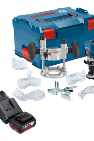 Bosch GKF 18V-8 Professional Affleureuse sans fil 18 V 8,0 mm Brushless + 1x batterie 5,0 Ah + chargeur + unité de plongée + L-Boxx Offre Spéciale