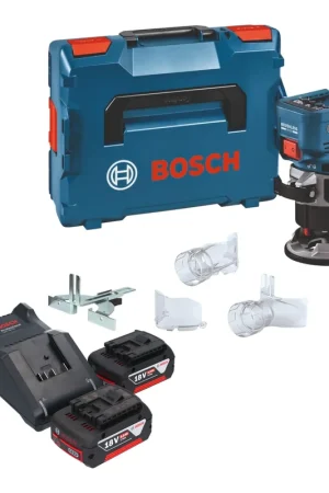 Bosch GKF 18V-8 Professional Affleureuse sans fil 18 V 8,0 mm Brushless + 2x batterie 5,0 Ah + chargeur + L-Boxx Jusqu'à Épuisement Des Stocks