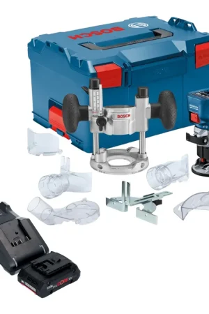 Prix Réduit Bosch GKF 18V-8 Professional Affleureuse sans fil 18 V 8,0 mm Brushless + 1x batterie ProCORE 4,0 Ah + chargeur + unité d'immersion + L-Boxx