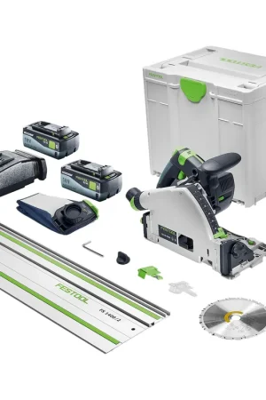 Scie plongeante sans fil Festool TSC 55 KSEB-Basic-FS 18 V 160 mm Brushless + 2 batteries 8,0 Ah + chargeur + rail de guidage + Systainer Authentique