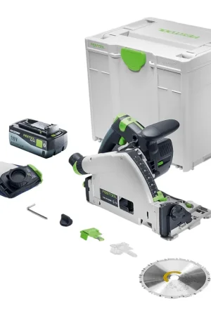 Usine Directe Festool TSC 55 KSEB-Basic Scie plongeante sans fil 18 V 160 mm Brushless + 1 batterie 8,0 Ah + Systainer - sans chargeur