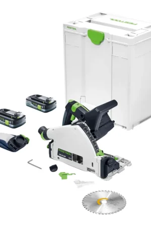 Festool TSC 55 KEB-Basic Scie plongeante sans fil 18 V / 36 V (2x 18 V) 160 mm Brushless + 2 batteries 4,0 Ah + Systainer - sans chargeur (successeur du modèle 576712) Expédition Rapide
