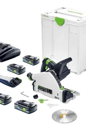 Petit Prix Scie plongeante sans fil Festool TSC 55 KEB-Basic 18 V / 36 V (2x 18 V) 160 mm sans balais + 4 batteries 4,0 Ah + chargeur + Systainer (successeur du modèle 576712)
