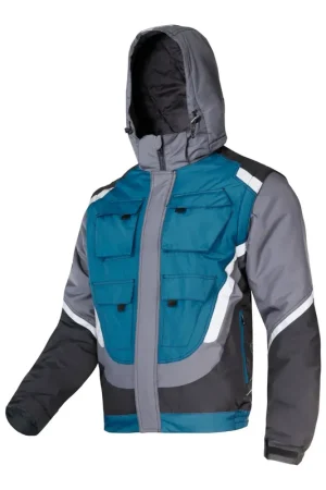 LAHTI PRO Veste de travail rembourrée avec bandes réfléchissantes, taille S (L4092401), noir, gris, turquoise Remise