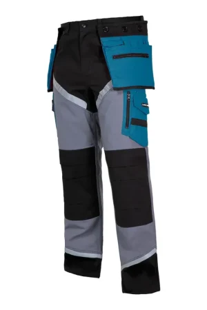 Prix Réduit Pantalon de travail LAHTI PRO avec bandes réfléchissantes, taille XXXL (L4050206), noir, gris, turquoise