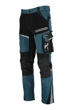 Pantalon de travail LAHTI PRO avec empiècements stretch, coupe slim, taille XXL (L4054105), turquoise et noir Offre Du Jour