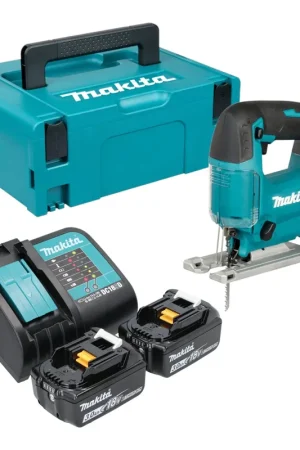 Achetez Aujourd'hui Scie sauteuse à mouvement pendulaire sans fil Makita DJV 186 SFJ 18 V + 2 batteries 3,0 Ah + chargeur + Makpac