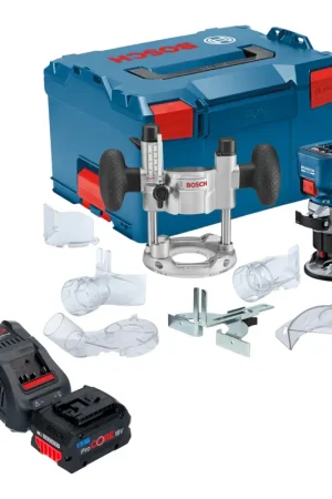 Nouveauté Fraiseuse d'arêtes sans fil Bosch GKF 18V-8 Professional 18 V 8,0 mm sans balais + 1 batterie ProCORE 5,5 Ah + chargeur + unité de plongée + L-Boxx
