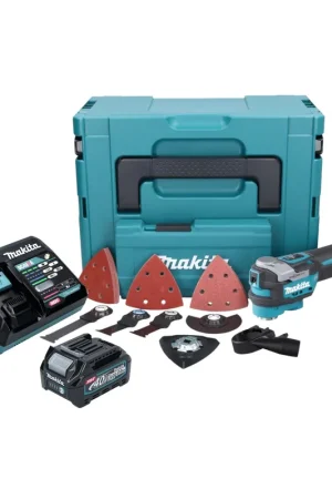 Makita TM 001 GA103 Akku Multifunktionswerkzeug 40 V max. Starlock Max Brushless + 1x Akku 2,0 Ah + 37 tlg. Zubehörset + Ladegerät + Makpac Nouveauté