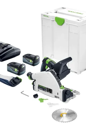 Festool TSC 55 KEB-Basic Scie plongeante sans fil 18 V / 36 V (2x 18 V) 160 mm Brushless + 2 batteries 5,0 Ah + chargeur + Systainer (successeur du modèle 576712) Remise