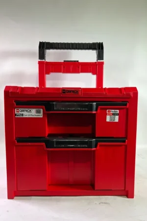 Affaire À Saisir Qbrick System PRO Cart 2.0 Plus Drawer 2 Red Ultra HD Custom mobile Box auf Rädern 520 x 415 x 660 mm 9,5 l 12 l abnehmbarer Doppelteleskopgriff - Beschädigt