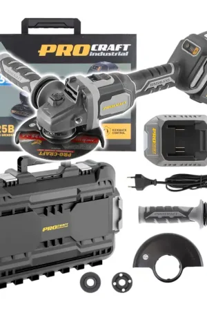 Offre Limitée Procraft Industrial AG125B-CD Meuleuse d'angle sans fil 20 V 125 mm Brushless + 1x batterie 4,0 Ah + chargeur + coffret