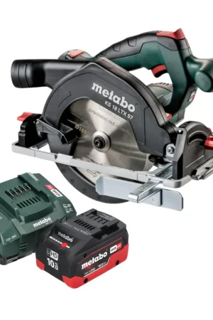 Metabo KS 18 LTX 57 Scie circulaire portative sans fil 18 V 165 mm + 1x batterie LiHD 10,0 Ah + chargeur Nouveauté